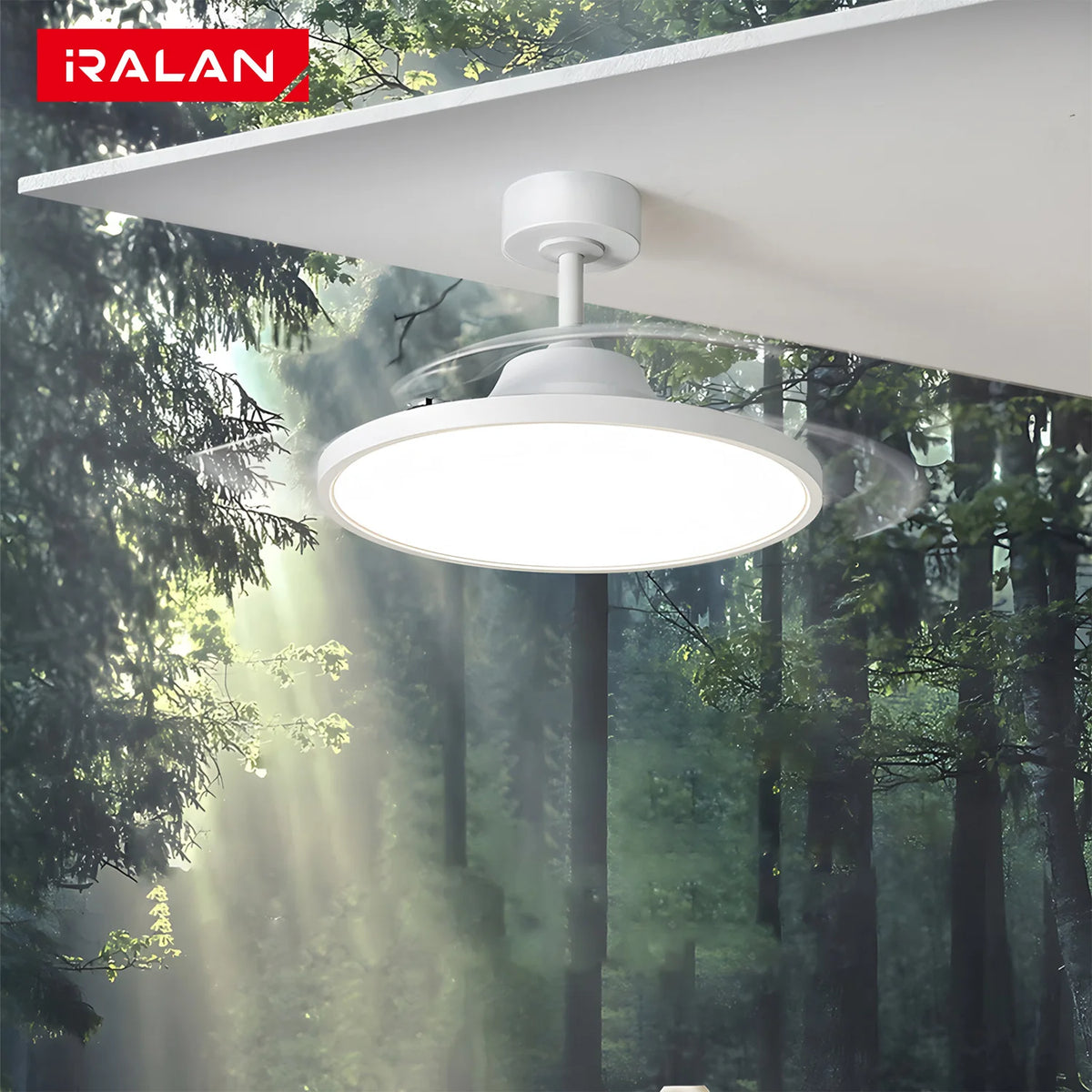 ventilateur lampe led moderne blanc invisible télécommande fixe central chambre salon