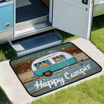 tapis sol camping car étoiles vintage fond bois bleu blanc résistant