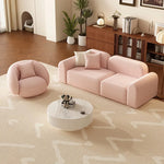 canapé moderne rose clair uni bois salon minimaliste 210cm 170cm 240cm coussins