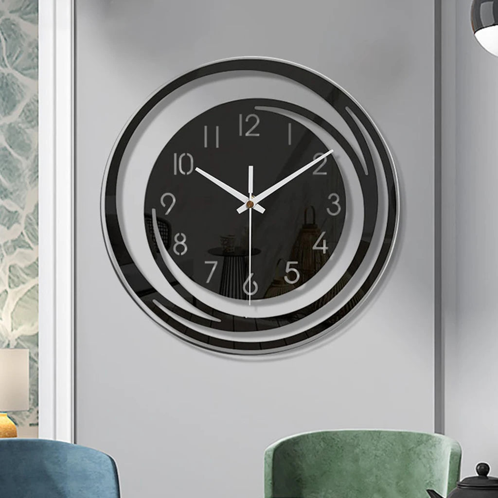 horloge murale moderne acrylique noire aiguilles numeros abstrait salon chambre coucher