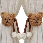attache cordon fenêtre teddy bear mignon décoration maison tissu doux couleur beige marron clair