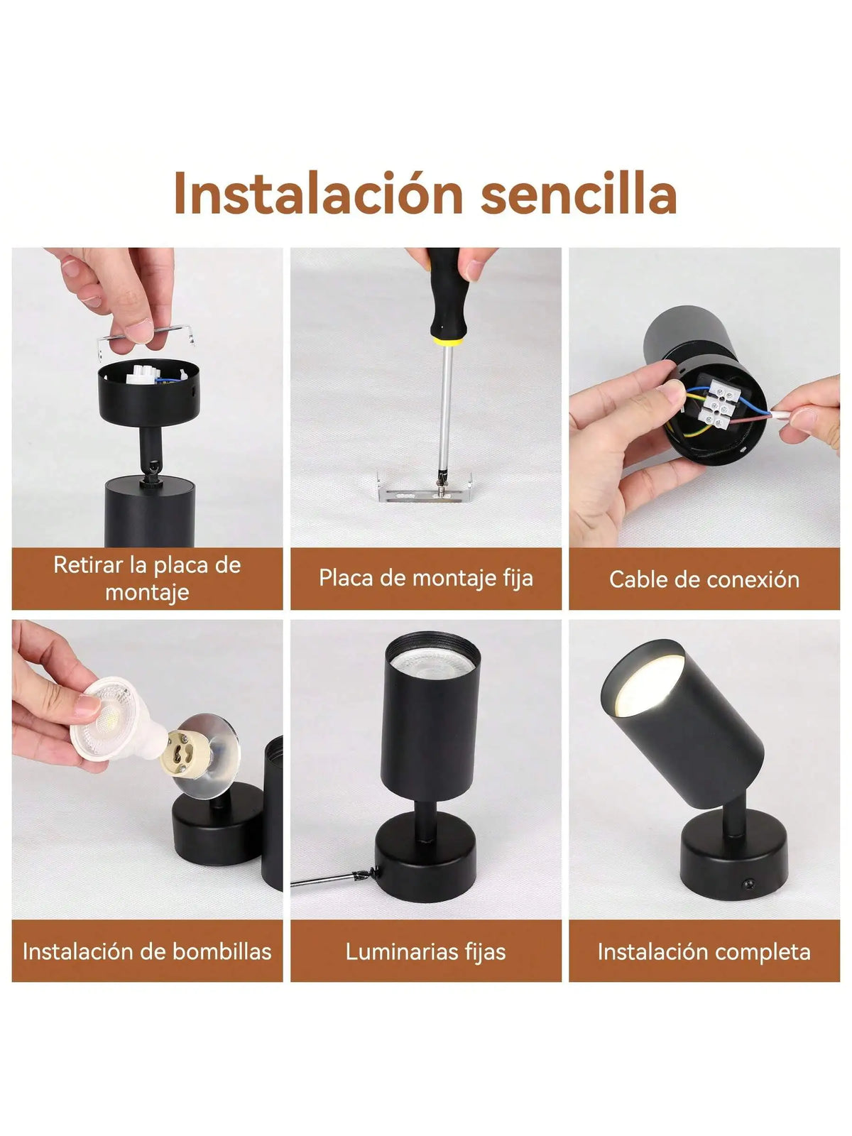 Spot lumineux noir moderne plaque montage câble led gu10 5w économeénergie chambre cuisine