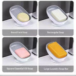 porte savon ventouse moderne récipient savon rainuré opalescent bleu gris rose