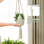 sac suspendu macramé boho hooks plante tissé beige marronclair gris artisanal