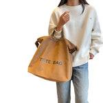 sac fourre tout tote bag toile décontracté lettre motif doux beige casual