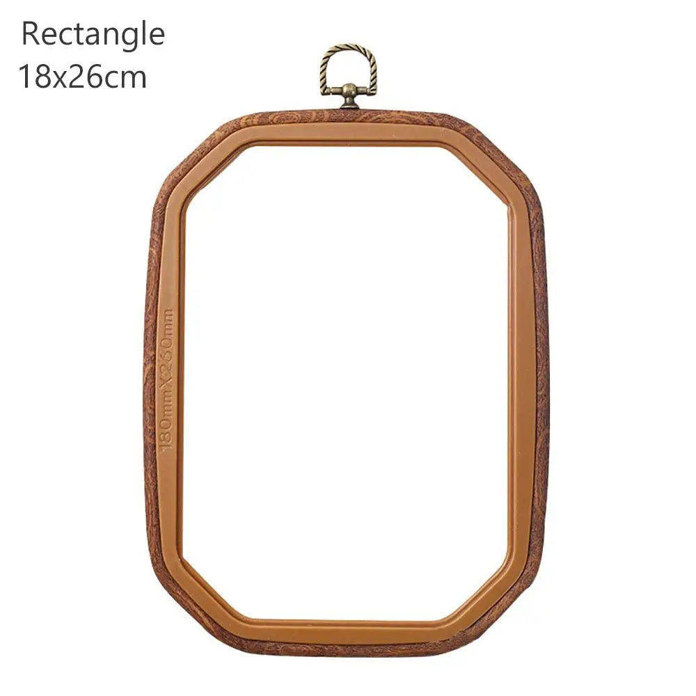 Cadre broderie bois marron texture naturelle classique boucle métallique hexagonal octogonal rectangle square