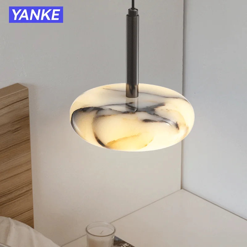 lampe suspendue marbre moderne blanc noir chambre salon éclairage neutre led pince câble