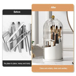 organisateur maquillage pinceaux rouges lèvres rotation 360 blanc transparent moderne élégant cosmétiques rangement