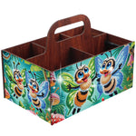 boîtes rangement multicolores imprimées florales animaux oiseaux moderne poignées bois