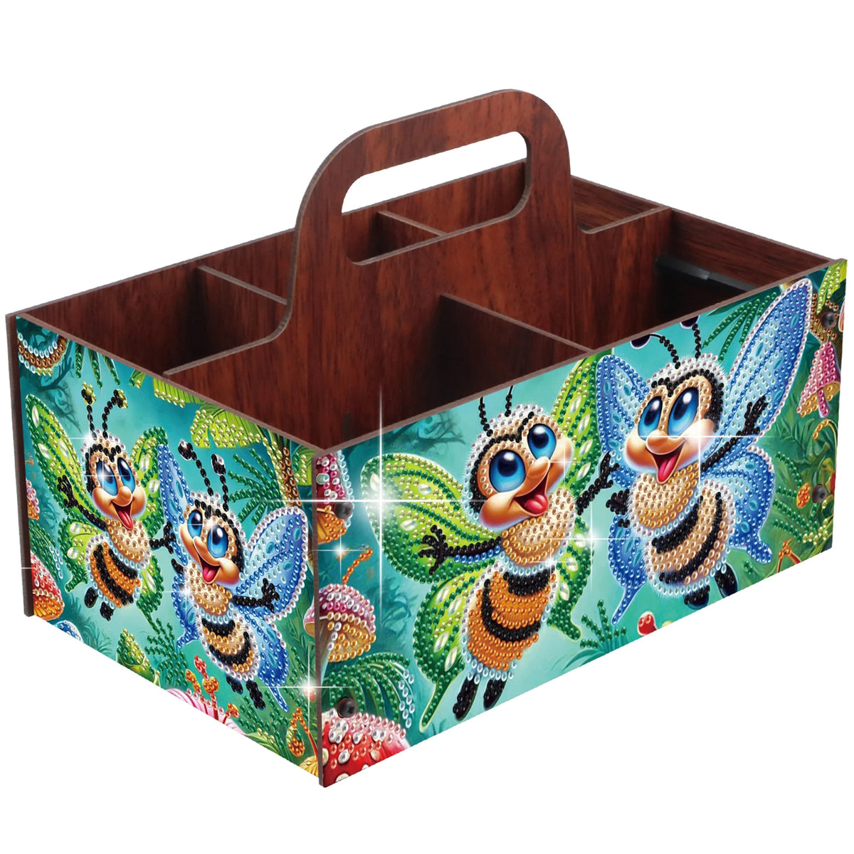 boîtes rangement multicolores imprimées florales animaux oiseaux moderne poignées bois