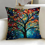housse coussin multicolore arbre abstrait moderne polyester 45x45cm zip invisible facile laver canapé lit