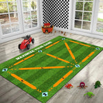 tapis football antidérapant polyestère moderne vert jaune bleu lignes blanches