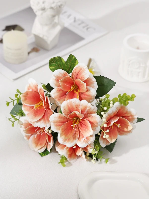 Décoration intérieure bouquet azalea fleurs lys classique vase orange blanc rose bleu marron