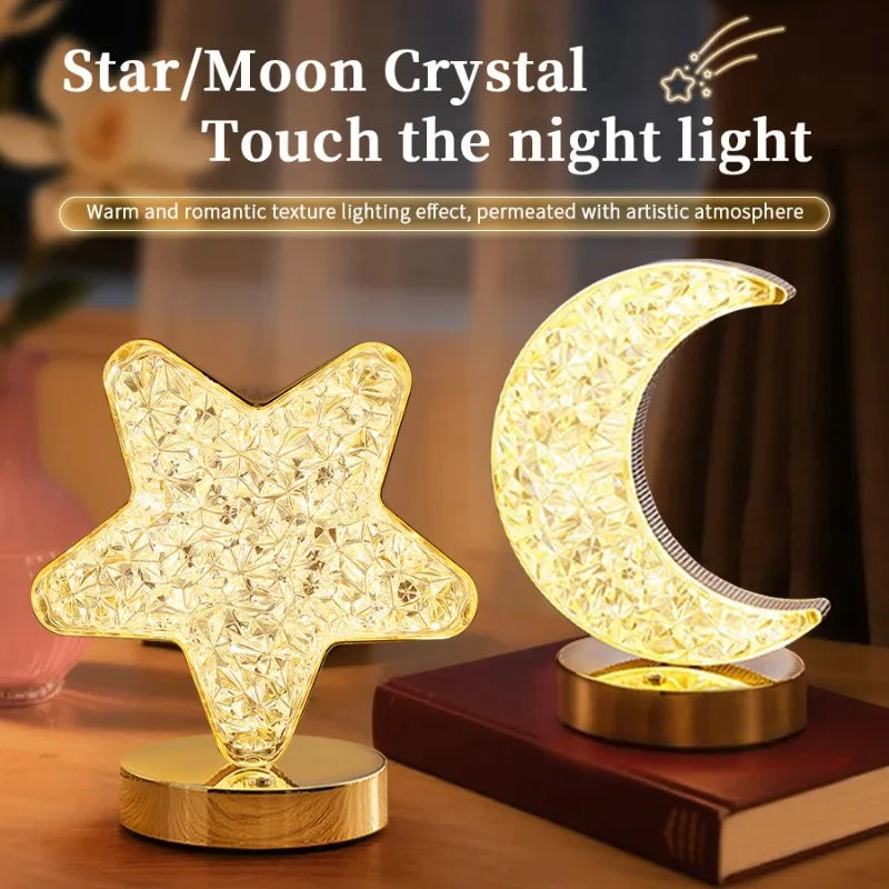veilleuse lune forme 3d led rechargeable cristal décorative chambre fille moderne