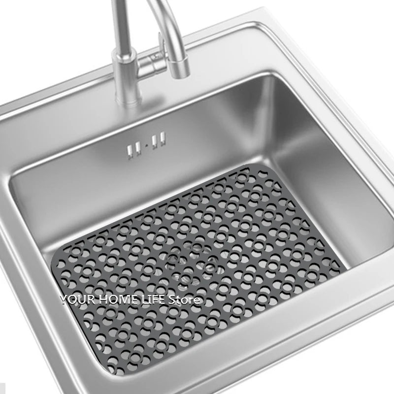 tapis protection silicone moderne gris perforations antidérapant cuisine vaisselle fond évier résistance chaleur