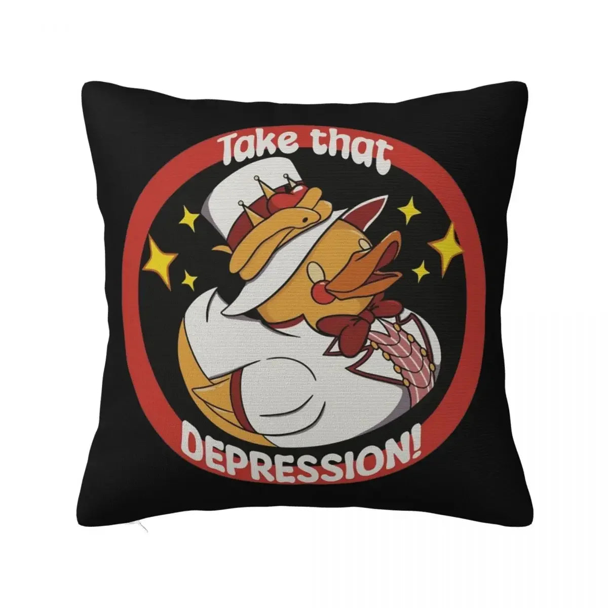 coussin carré noir canard chapeau épée zip invisible décoration chambre voiture 100 polyester imprimé