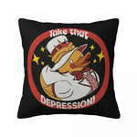 coussin carré noir canard chapeau épée zip invisible décoration chambre voiture 100 polyester imprimé