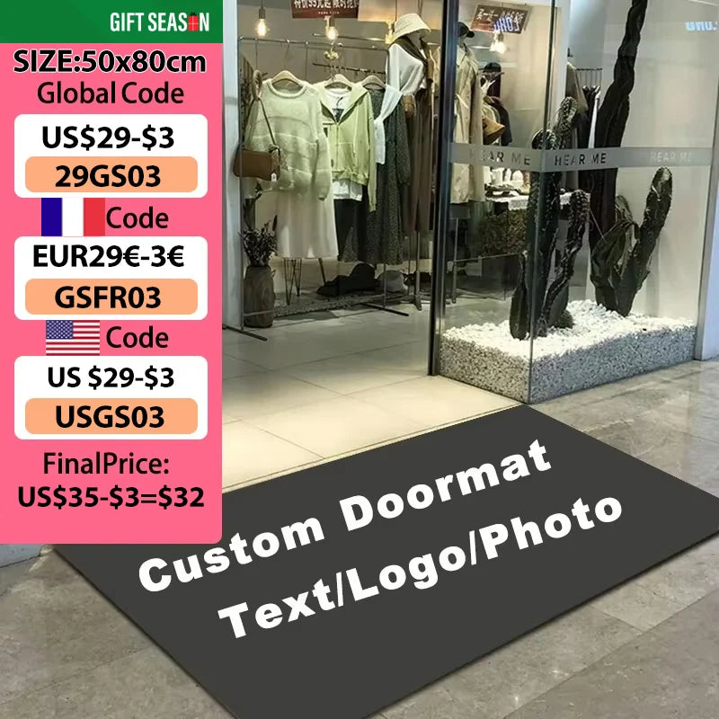 tapis personnalisable moderne porte antidérapant absorbant résistant antibactérien noir blanc imprimé six tailles