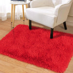tapis rouge uni peluche moderne 50x80cm confortable antidérapant chambre salon vestibule