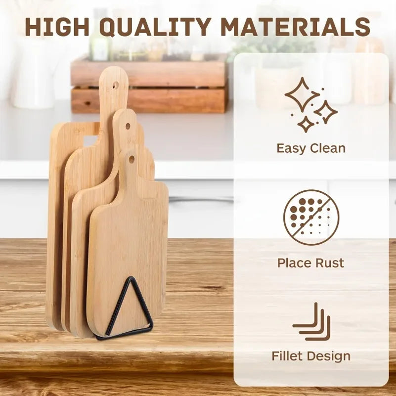 supports cuisine métal noir planches découper bois naturel modernes rechargeables fournis crochets