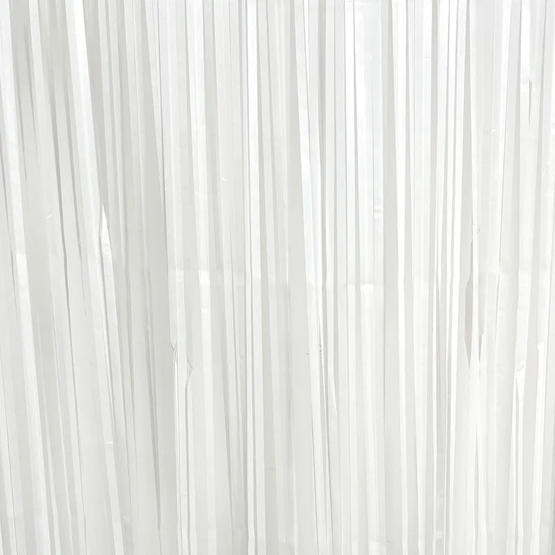 rideau franges métalliques moderne blanc rose brillant opalescent festif mariage anniversaire décoration fête
