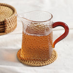 coasters tissés raphia naturel rustique ensemble six accessoires cuisine thé