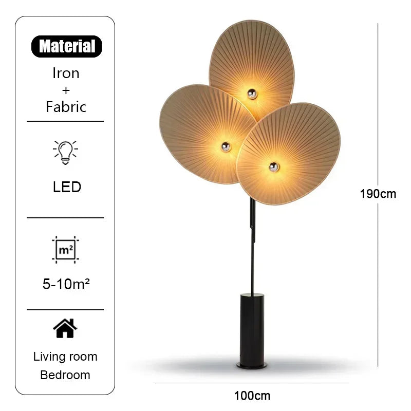 lampe sol rouge plissée moderne interrupteur tactile industriel led 15w base stable