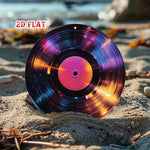 décoration murale disque vinyle rayures concentriques violet orange noir effet irisé moderne sans cadre