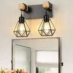 applique murale industrielle triple ampoule noir bois clair vintage mur trois lumières