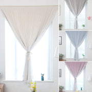rideau plissé double couche semi transparent beige gris bleu rose bohème sans perçage