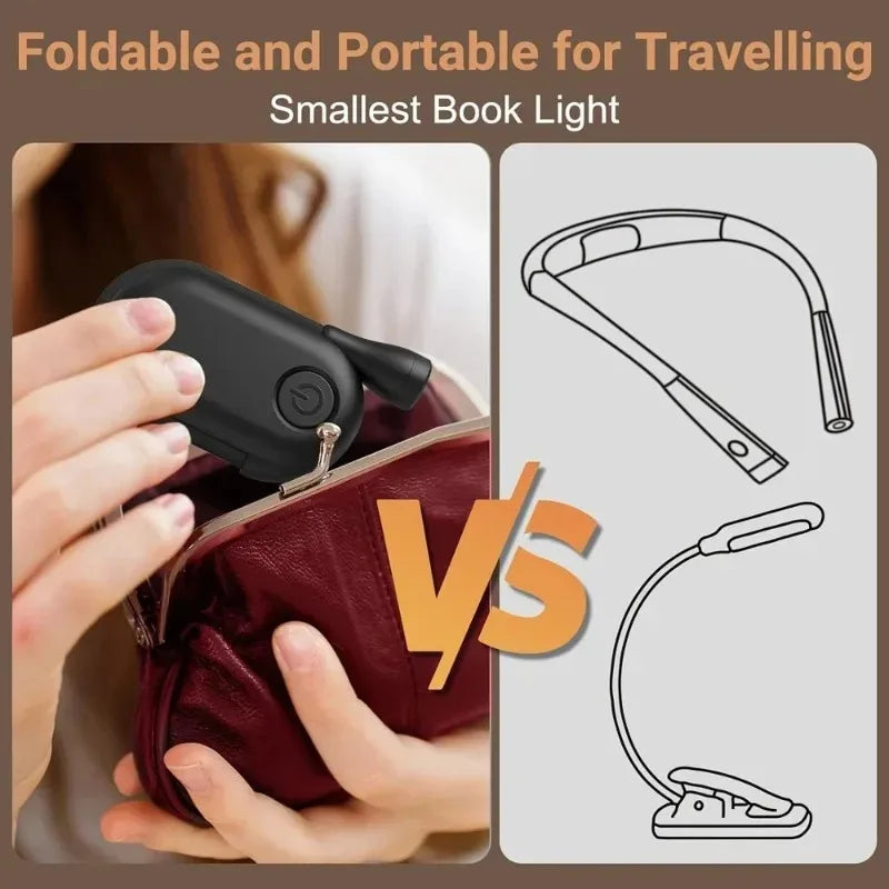 lampe lecture pliable rechargeable usb blanc moderne compact clips batterie intégrée portative étudiante chevet