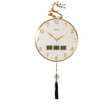 horloge murale moderne ornement cerf cadre doré aiguilles tissu noir pompon nouveau chinois