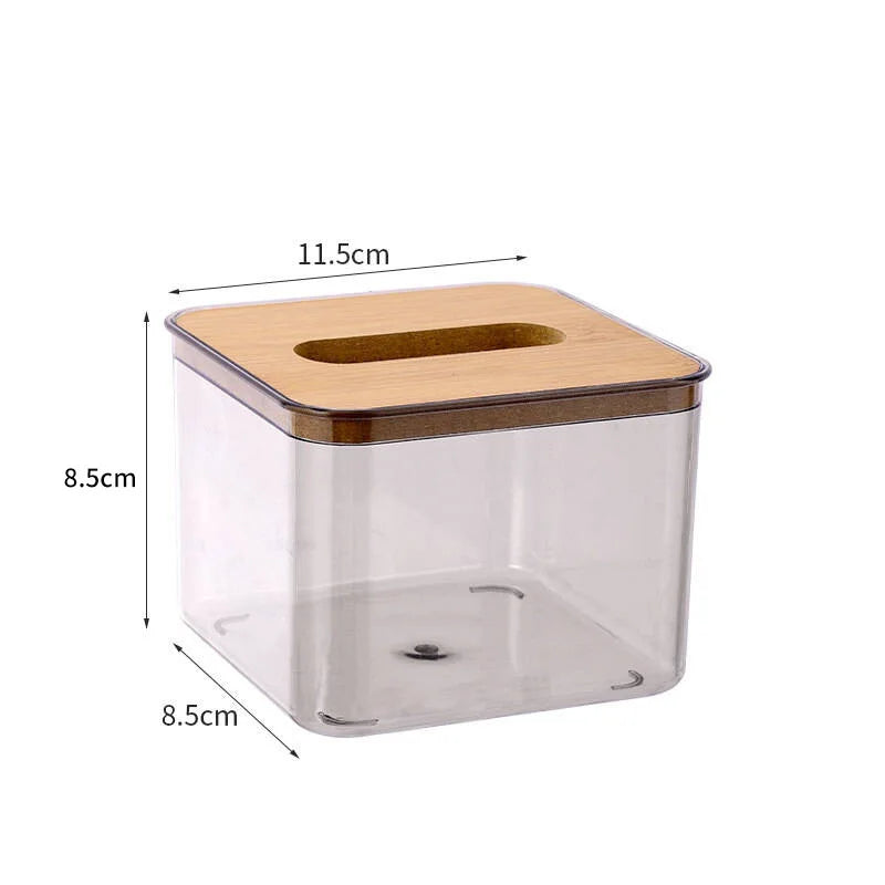 boîte mouchoirs transparente texture bois moderne rangement salon haute qualité légere