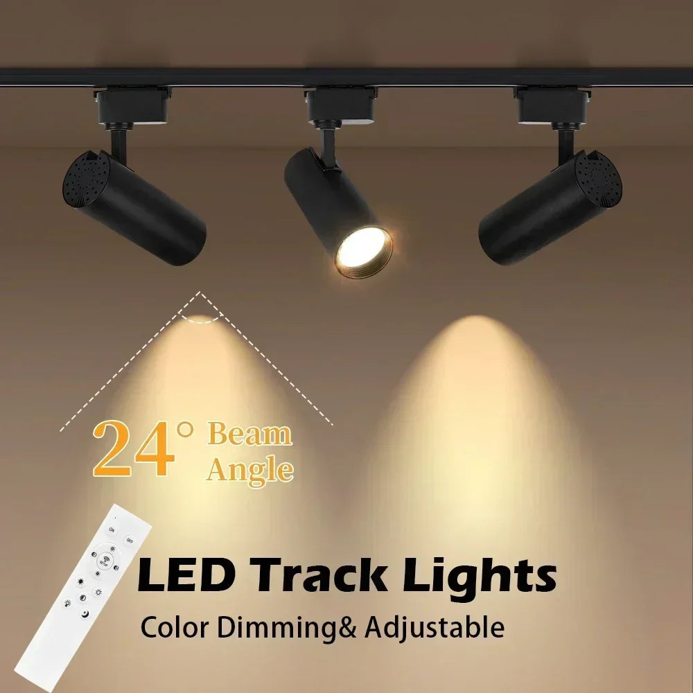 Spot LED moderne 20W dimmable noir blanc télécommande clips fixations chambre cuisine