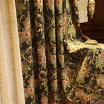 rideaux floral vert foncé motifs végétaux broderies semi transparents baroque