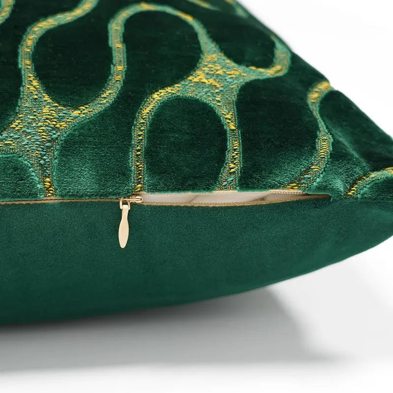housse coussin velours géométrique contemporain 30x50 45x45 50x50 gris vert doré