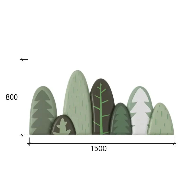 tête lit moderne motif feuilles verte gris chambre enfant décoration bois acajou ornemental intérieur