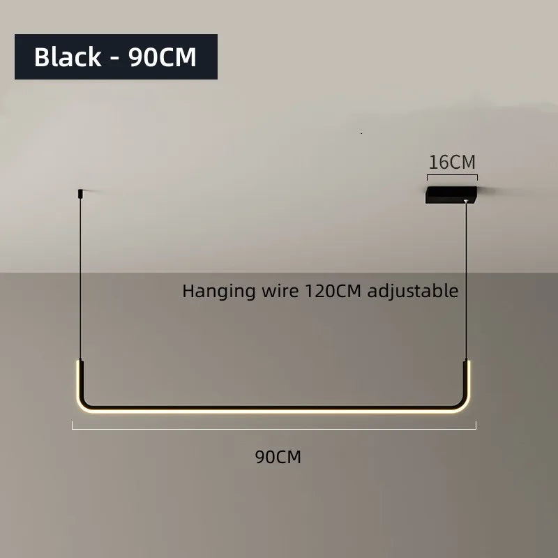 lampe suspendue moderne rectangulaire aluminium noir doré salle manger bar