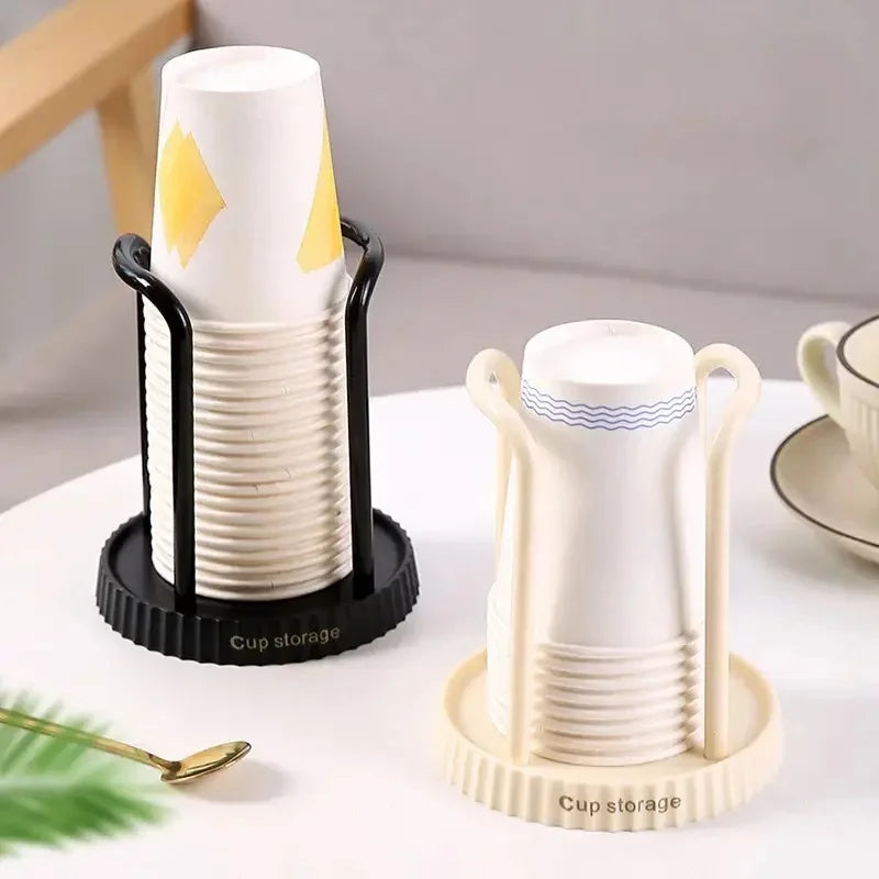 porte gobelets rangement moderne gobelets papier motifs géométriques minimaliste rangée crème noir