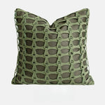 housse coussin vert olive motif géométrique contemporain polyester respectueux environnement coussin