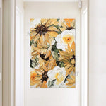 tableau abstrait impressionniste fleurs tournesols roses toile murale moderne sans cadre vertical huile