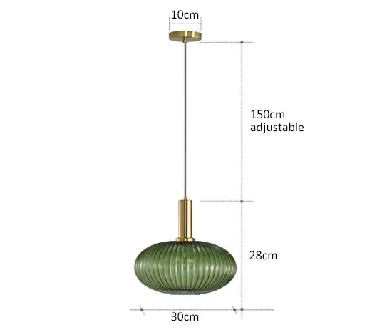 suspension lumineuse or vert gris moderne rayures horizontales opacité câble noir 13cm 20cm 30cm
