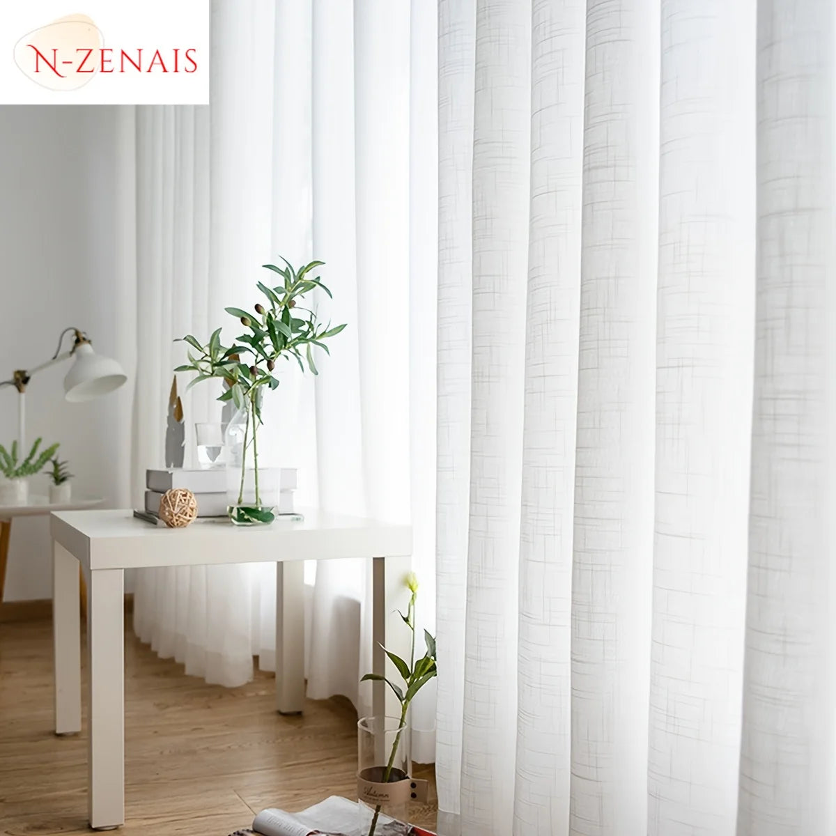 rideaux blancs tulle translucides moderne minimaliste fenêtre chambre coucher machine laver personnalisable grommets