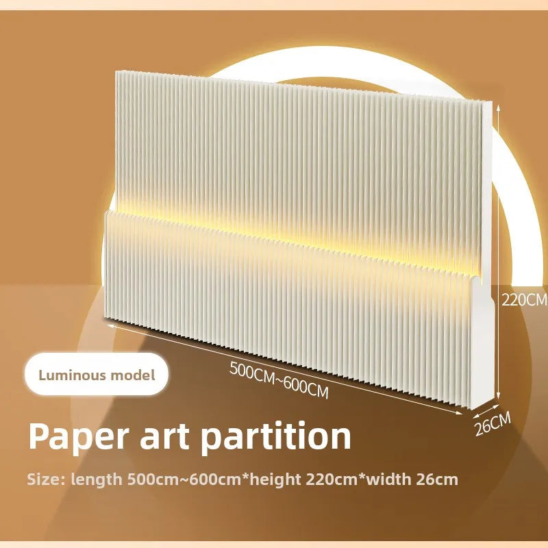paravent papier blanc rayures verticales mobile pliable décoration intérieure moderne cloison d'intimité