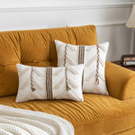 coussin housse amovible lavable motif géométrique brodé moderne opacité zip visible coton polyester verte