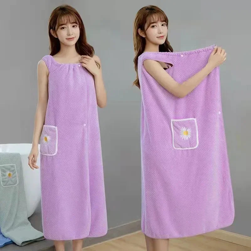 robe bain coton brodée sèchage rapide violet rose bleu vert moderne