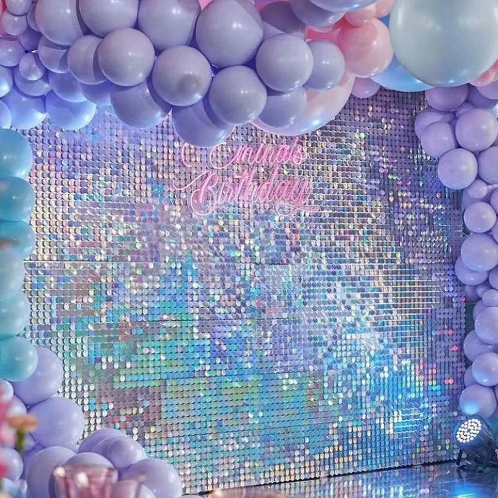 rideau fond scène bleu paillettes décoration mariage anniversaire fête murale vinyle moderne