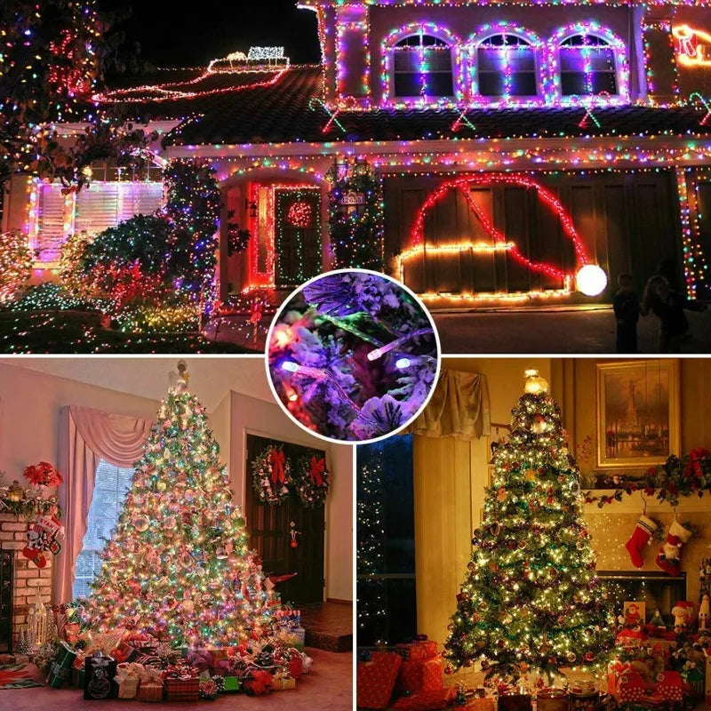 guirlande lumineuse solaire 30m multicolore modes ip67 moderne extérieur festive