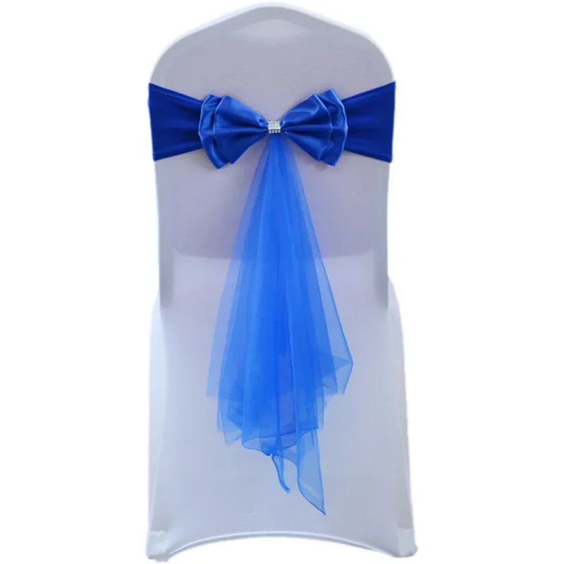 décoration chaise mariage sash papillon tulle organza couleur variée événementiel festive reception simple