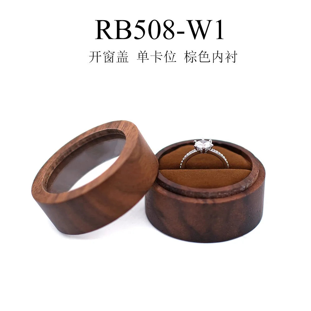 boîte bijoux bois vintage ronde rangement bague boucles d'oreilles présentation cadeau mariageOpaque brillant classique